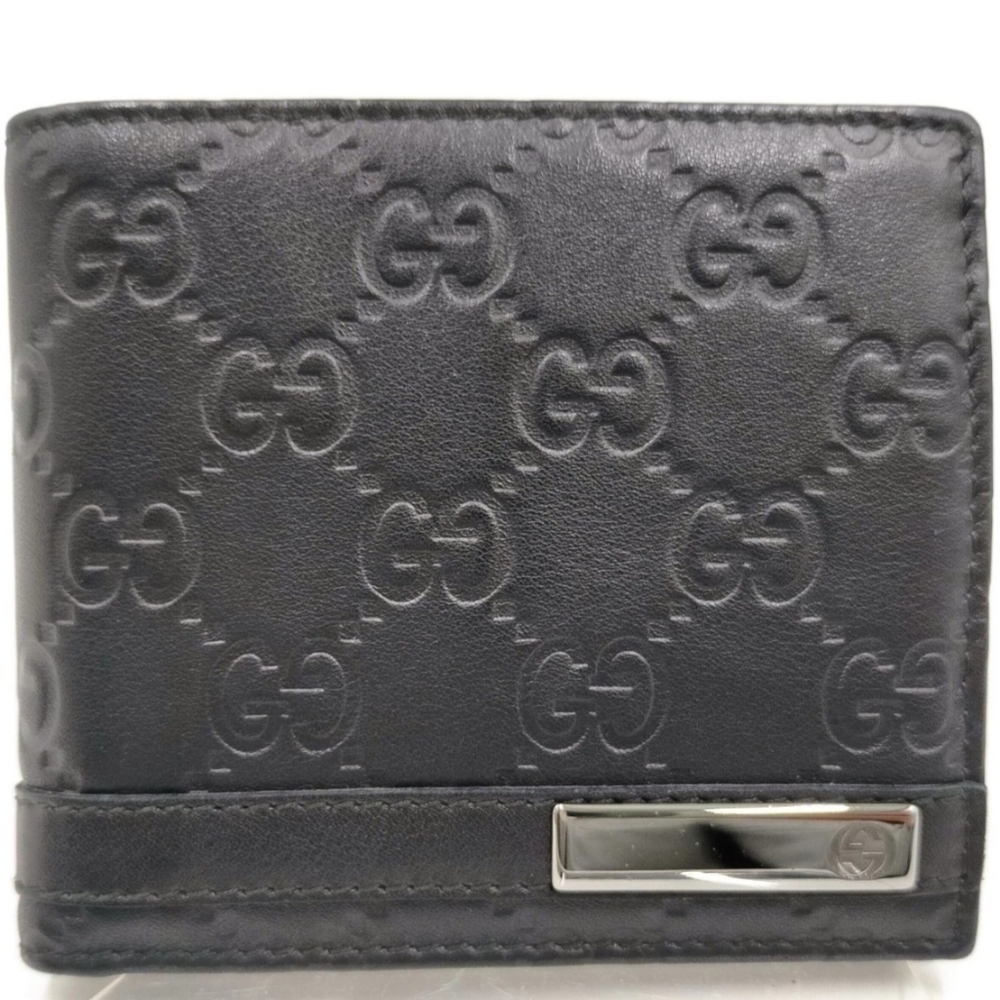 Gucci Guccisima Purse (Coin Pocket) Wallet Black Leather with Silver Accent - Picture 1 of 7